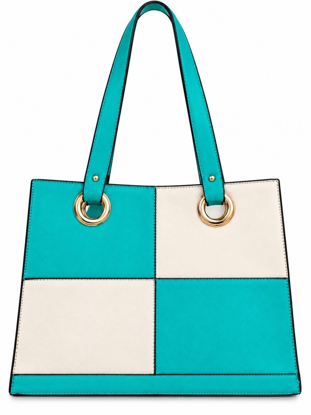 Retro Tote in Turquoise & White Like New